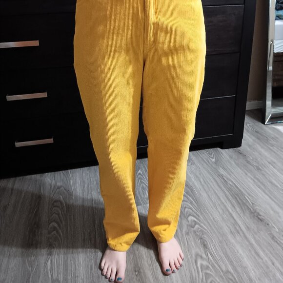 Vintage Sweet Baby Jane Bright Yellow Cords Pants 1980s 80s Corduroy 100% Cotton - Picture 2 of 4